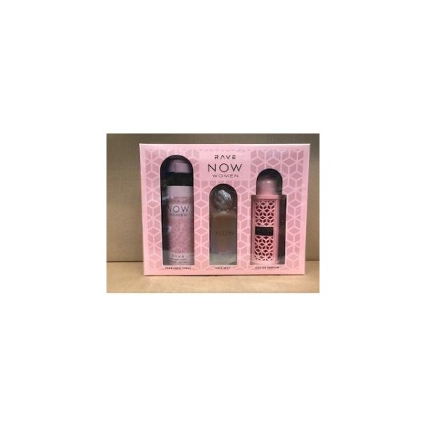 Lattafa Rave Now Pink 3.4Oz Edp+200Ml Deo+50Ml Hairmist