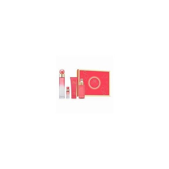 360 Coral Set 3.4Oz Edt + Body Spray + Gel + Mini By Perry Ellis