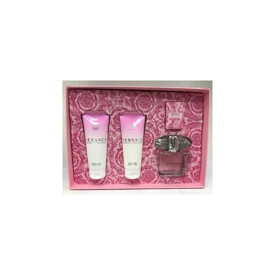 Bright Crystal Versace Set 3.0Oz Edt+Lotion+Gel+Mini