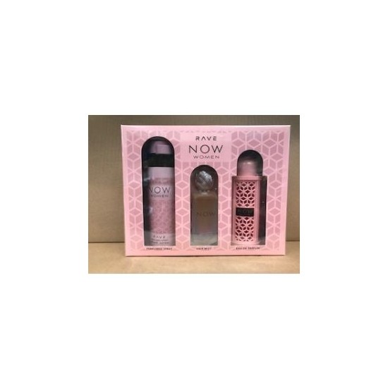 Lattafa Rave Now Pink 3.4Oz Edp+200Ml Deo+50Ml Hairmist