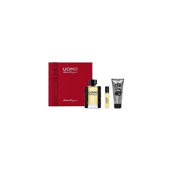 Ferragamo Uomo For Men 3.4 Oz Eau De Toilette + Shower Gel 100 Ml + Mini 10 Ml