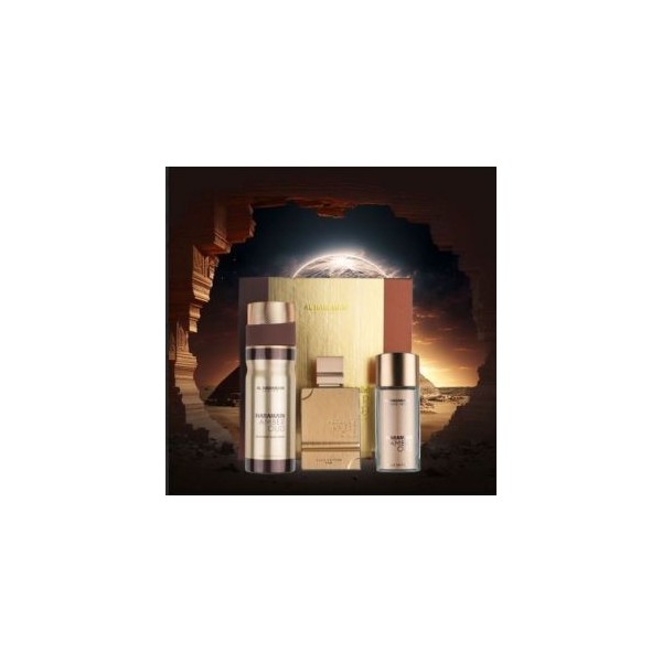 Amber Oud Gold 2.5Oz Edp + 1.0Oz Edp + 6.6Oz Lotion By Al Haramain